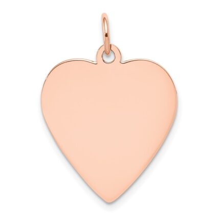 14k Rose Gold Plain .018 Gauge Engraveable Heart 24x21mm Disc Charm