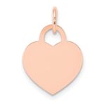 14k Rose Gold Plain .013 Gauge Medium Engraveable Heart 19x15mm Disc Charm