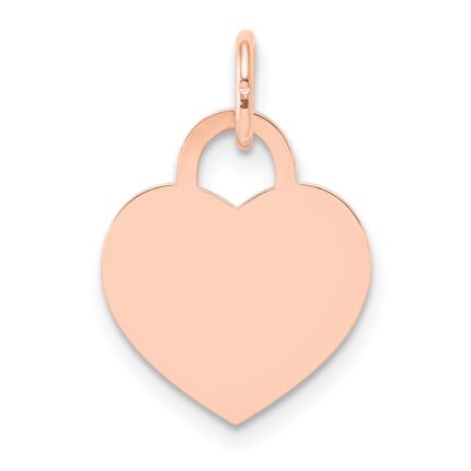 14k Rose Gold Plain .013 Gauge Medium Engraveable Heart 19x15mm Disc Charm