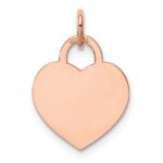 14k Rose Gold Plain .018 Gauge Small Engraveable Heart 15x12mm Disc Charm - Image 3