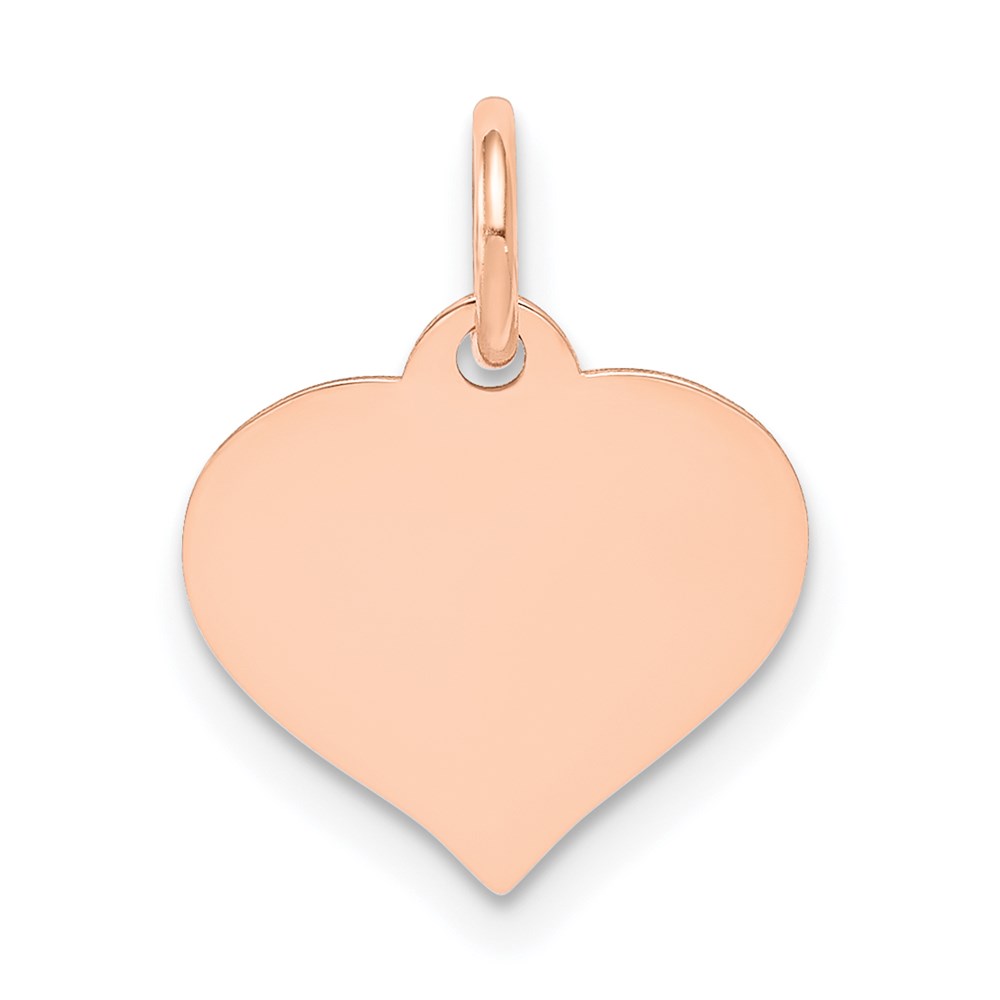XRM526_18-1.jpg 14k Rose Gold Plain .013 Gauge Engravable Heart 14x12mm Disc Charm - Image 1