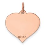 14k Rose Gold Plain .013 Gauge Engravable Heart 16x17mm Disc Charm - Image 3