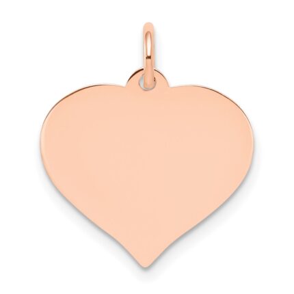 14k Rose Gold Plain .013 Gauge Engravable Heart 16x17mm Disc Charm