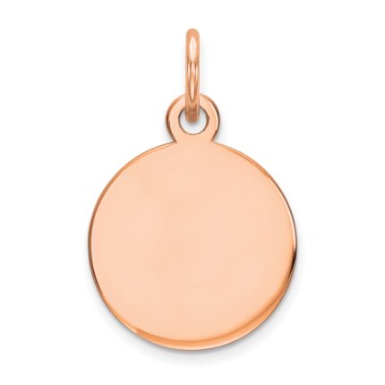 14k Rose Gold Plain .011 Gauge Round Engraveable 11mm Disc Charm