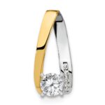 14k Two-tone Peg-Set AAA Diamond Semi-Mount Slide Fits up to 4mm Regular/6mm Fancy or Reversible Omega
