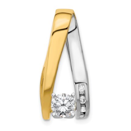 14k Two-tone Peg-Set AA Diamond Semi-Mount Slide Fits up to 6mm Regular/8mm Fancy or Reversible Omega