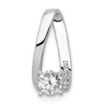 14k White Gold Peg-Set AA Diamond Semi-Mount Slide Fits up to 4mm Regular/6mm Fancy or Reversible Omega