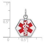 Sterling Silver Rhodium-plated Medical Jewelry Pendant - Image 4
