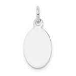 14k White Gold Plain .013 Gauge Oval Engravable 17x9mm Disc Charm