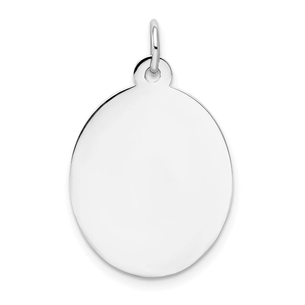 XWM101_18-3.jpg 14k White Gold Plain .018 Gauge Oval Engravable 23x16mm Disc Charm - Image 1