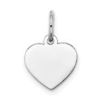 14k White Gold Plain .009 Gauge Engravable Heart 12x10mm Disc Charm