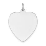 14k White Gold Plain .035 Gauge Engravable Heart 24x21mm Disc Charm