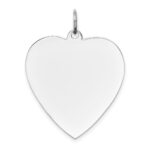 14k White Gold Plain .018 Gauge Engravable Heart 27x24mm Disc Charm