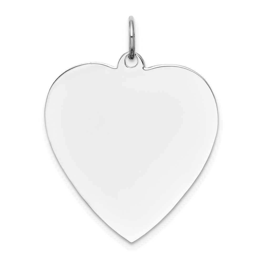 XWM121_18-4.jpg 14k White Gold Plain .035 Gauge Engravable Heart 27x24mm Disc Charm - Image 1