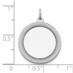 14k White Gold Etched Design Edge .018 Gauge Round Engravable 19mm Disc Charm - Image 4