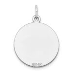 14k White Gold Plain .018 Gauge Round Engravable 19mm Disc Charm - Image 3