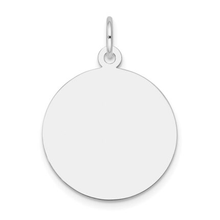 14k White Gold Plain .011 Gauge Round Engravable 19mm Disc Charm