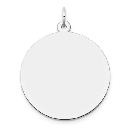14k White Gold Plain .027 Gauge Round Engravable 24mm Disc Charm