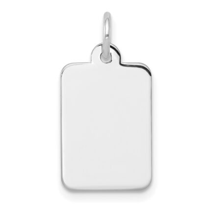 14k White Gold Plain .013 Gauge Rectangular Engravable 14.4x10.4mm Disc Charm