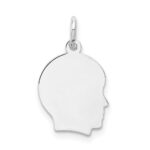 14k White Gold Plain Small.013 Depth Facing Right Engravable Boy Charm