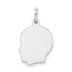 14k White Gold Plain Small.013 Depth Facing Left Engravable Boy Charm