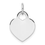 14k White Gold Plain .013 Gauge Engravable Heart 15x12mm Disc Charm