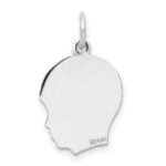 14k White Gold Plain Medium.018 Depth Facing Right Engravable Boy Charm - Image 3