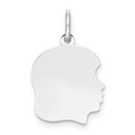 14k White Gold Plain Medium.018 Depth Facing Right Engravable Girl Charm