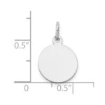 14K White Gold Plain .011 Gauge Round Engravable 12mm Disc Charm - Image 3