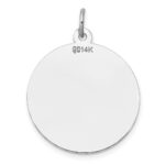 14K White Gold Plain .009 Gauge Round Engravable 22mm Disc Charm - Image 3