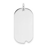 14k White Gold Plain .018 Gauge Engravable 25x13mm Dog Tag with Notch Disc Charm