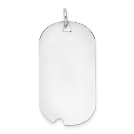 14k White Gold Plain .018 Gauge Engravable 30x16mm Dog Tag with Notch Disc Charm