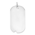 14k White Gold Plain .035 Gauge Engravable 30x16mm Dog Tag with Notch Disc Charm