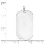 14k White Gold Plain .011 Gauge Engravable 30x16mm Dog Tag with Notch Disc Charm - Image 3