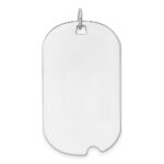 14k White Gold Plain .013 Gauge Engravable 36x19mm Dog Tag with Notch Disc Charm