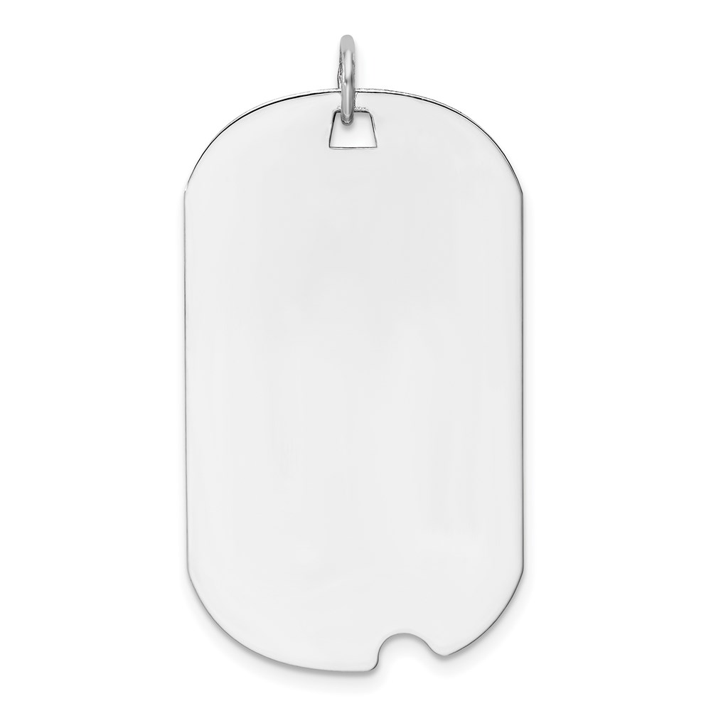 XWM599_18-1.jpg 14k White Gold Plain .013 Gauge Engravable 36x19mm Dog Tag with Notch Disc Charm - Image 1