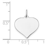 14K White Gold Plain .011 Gauge Engravable Heart 16x17mm Disc Charm - Image 3