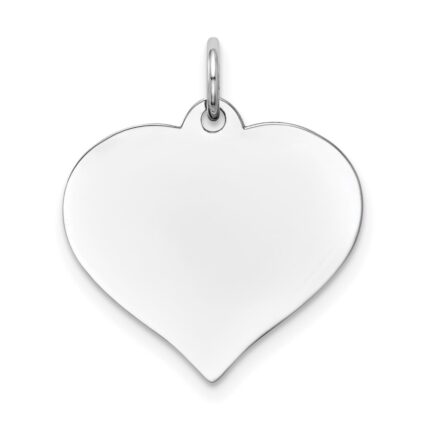 14K White Gold Plain .013 Gauge Engravable Heart 20x18mm Disc Charm