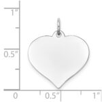 14K White Gold Plain .035 Gauge Engravable Heart 20x18mm Disc Charm - Image 3