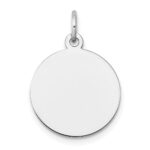14k White Gold Plain .018 Gauge Round Engravable 15mm Disc Charm