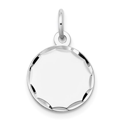 14k White Gold Etched Edge .018 Gauge Engraveable Round 13mm Disc Charm
