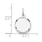 14k White Gold Etched Edge .009 Gauge Engraveable Round 13mm Disc Charm - Image 3