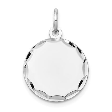 14k White Gold Etched Edge .011 Gauge Engraveable Round 16mm Disc Charm