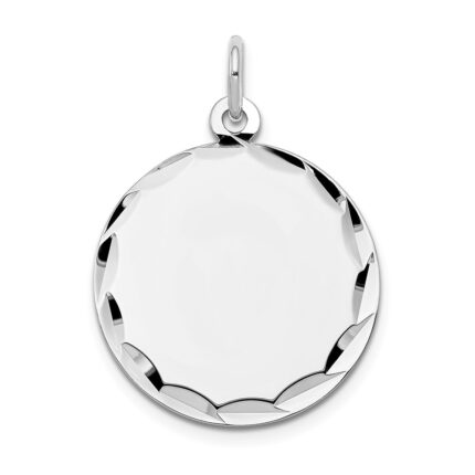 14k White Gold Etched Edge .035 Gauge Engraveable Round 19mm Disc Charm