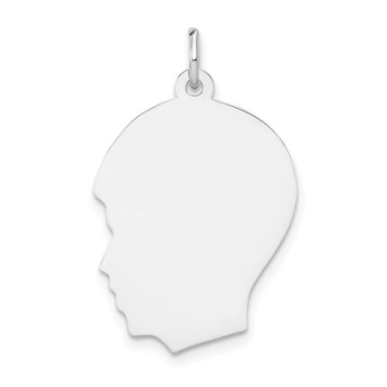 14k White Gold Plain Medium.035 Depth Facing Left Engravable Boy Charm