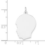14k White Gold Plain Medium.009 Depth Facing Left Engravable Boy Charm - Image 3