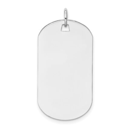 14k White Gold Plain .011 Gauge Engraveable 29x16mm Dog Tag Disc Charm