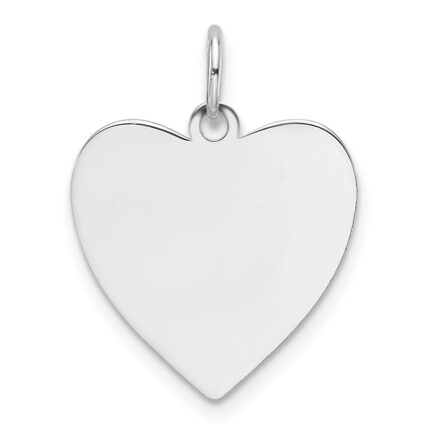 14k White Gold Plain .027 Gauge Engravable Heart 17.16.5mm Disc Charm
