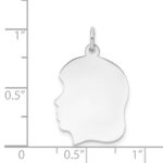 14k White Gold Plain Medium.011 Depth Facing Left Engravable Girl Charm - Image 3