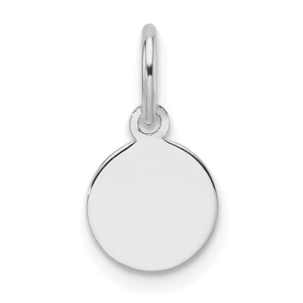 14k White Gold Plain .018 Gauge Round Engravable 7.5mm Disc Charm